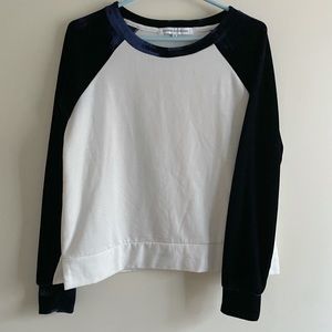 cupcakes and cashmere velvet sleeve womens crew neck pullover size small.